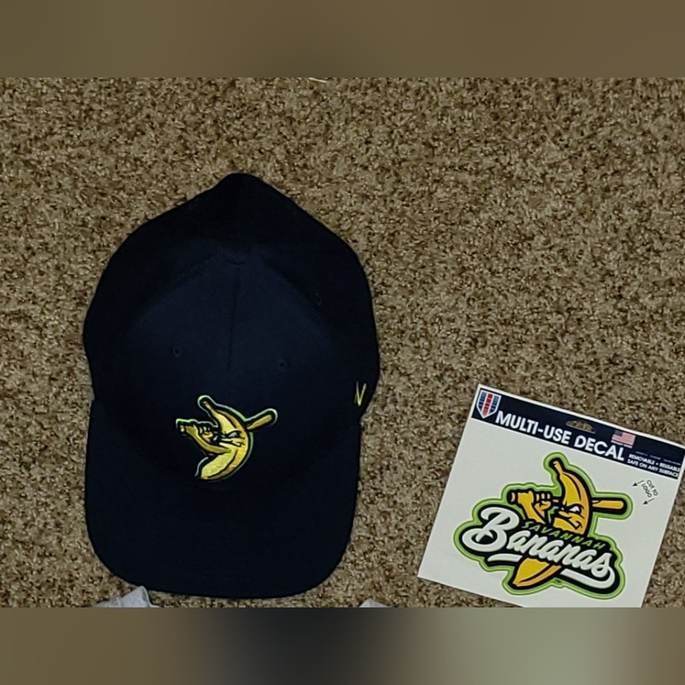 Savannah Bananas Blue Baseball Hat And Sticker Decal